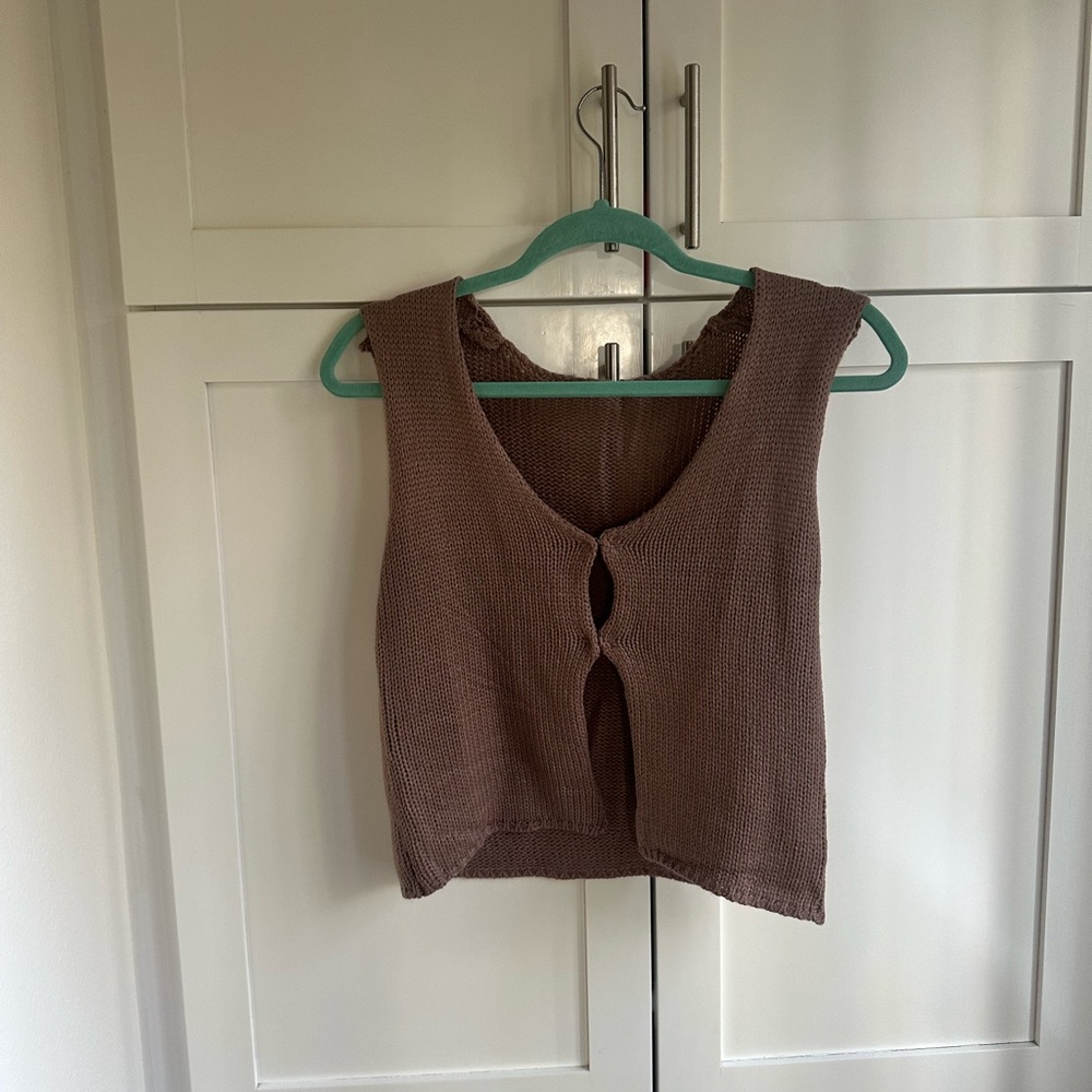 Brown Knit Sleeveless Top